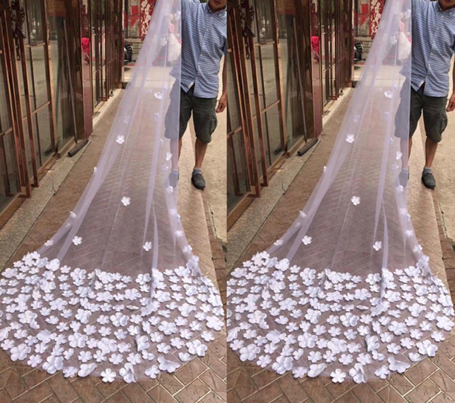 Bridal Veils Petals White/Ivory Wedding Long 3D Flowers Floral Cathedral Length Luxurious Veil With Comb 3Meters Velo De NoviaBridal
Bridal Veils Petals White/Ivory Wedding Long 3D Flowers Floral Cathedral Length Luxurious Veil With Comb 3Meters Velo De NoviaBridal