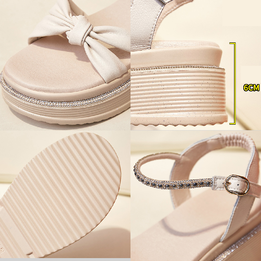 Genuine Leather Women Sandals Platform Wedge 6cm Heel Rome Cute Ellegant Women Summer Shoes Beach Rhinestone Bling Bling, Beige
Genuine Leather Women Sandals Platform Wedge 6cm Heel Rome Cute Ellegant Women Summer Shoes Beach Rhinestone Bling Bling, Beige