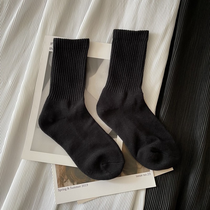 High Elastic Loop Terry Solid Color Thick Winter Sports Socks In Tube Retro Net Red Stockings