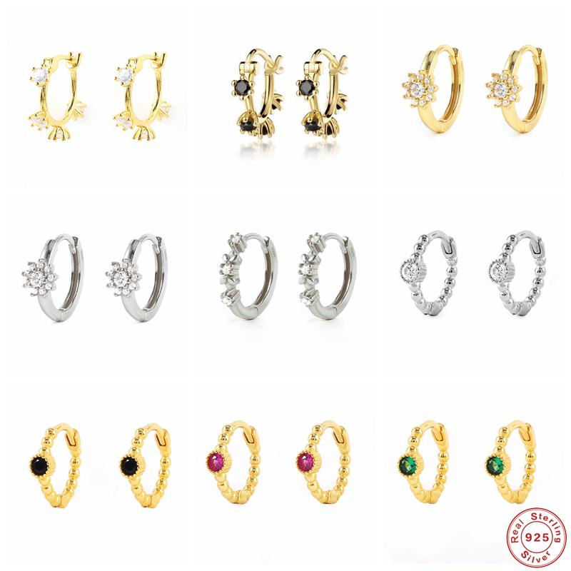 Hoop & Huggie Aide 925 Sterling Silver Black White Zircon CZ Flower Beads Earrings For Women Gift Luxury 8/9/10mm Circle EarringsHoop
Hoop & Huggie Aide 925 Sterling Silver Black White Zircon CZ Flower Beads Earrings For Women Gift Luxury 8/9/10mm Circle EarringsHoop
