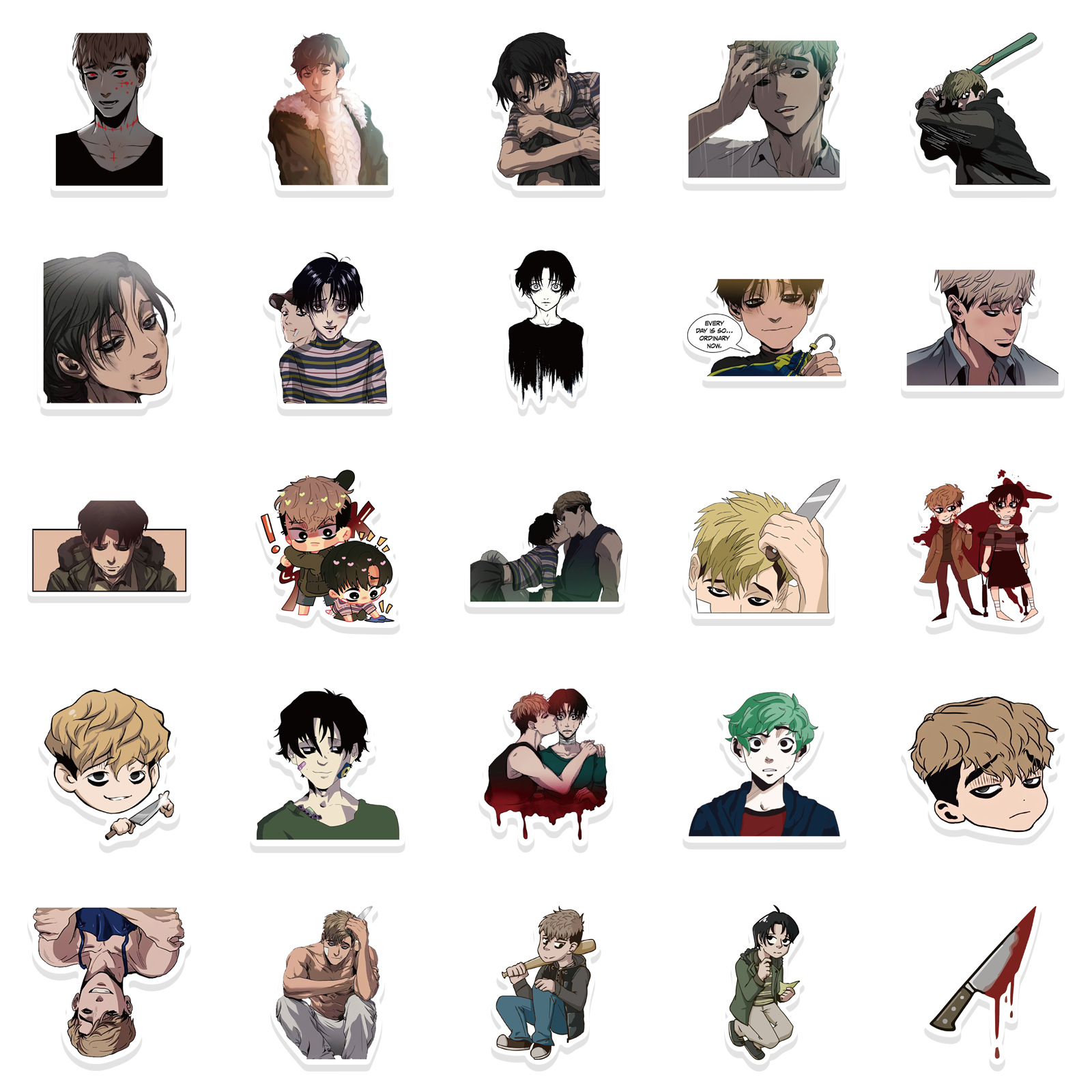 50Pcs Japanese Anime Killing Stalking Stickers Cartoon Boy Love Graffiti Stickers for DIY Luggage Laptop Skateboard Motorcycle Bicycle Sticker