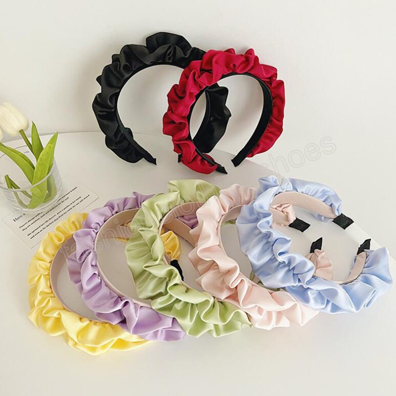 Fashion Women Headband Wide Side Pleated Hairband Light Color Headwear Adult Solid Color Turban Hair Accessories