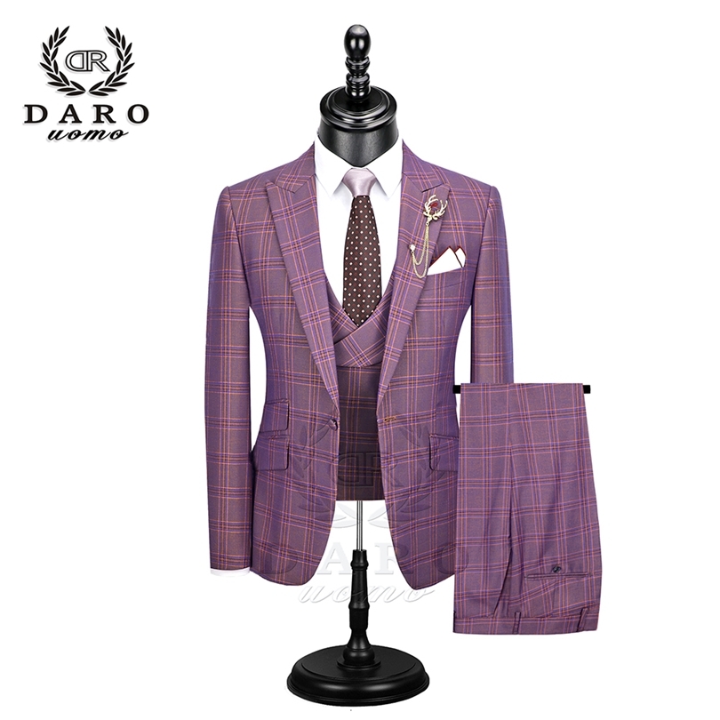 DARO 2019 New Men Suit 3 Pieces Fashion Plaid Suit Slim Fit blue purple Wedding Dress Suits Blazer Pant and Vest DR8193 CJ191128, Drv8193-5
DARO 2019 New Men Suit 3 Pieces Fashion Plaid Suit Slim Fit blue purple Wedding Dress Suits Blazer Pant and Vest DR8193 CJ191128, Drv8193-5