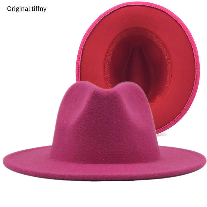Red Bottom Fedoras Men`s Cap Jazz Hats Cowboy Hat For Women And Men Double-sided Color Cap Top Hat Wholesale 2022 Y220406