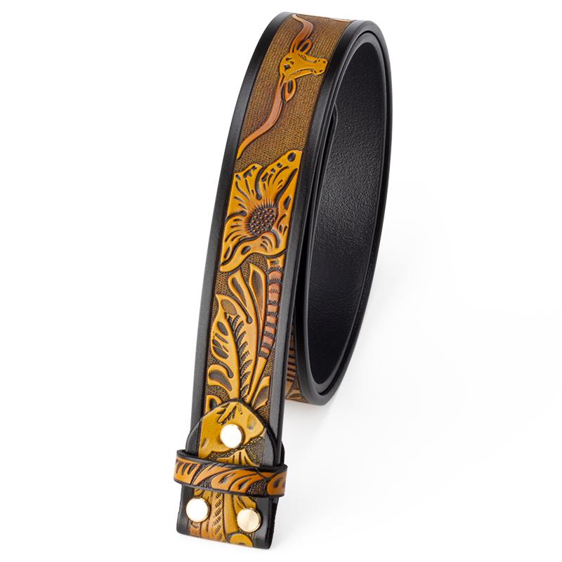 Belts Genuine Leather Belt Man No Buckle 3.8cm Width Cowskin Tang Grass Pattern Cow EagleBelts, Black
Belts Genuine Leather Belt Man No Buckle 3.8cm Width Cowskin Tang Grass Pattern Cow EagleBelts, Black