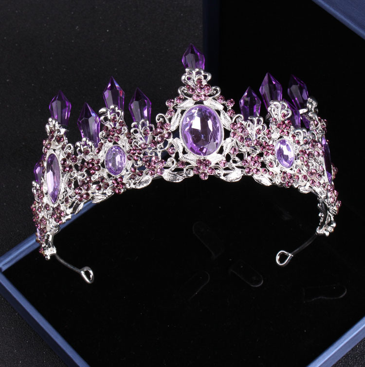 Purple Crystal Bridal Jewelry Sets Necklaces Earrings Crown Tiaras Set African Beads Jewelry Set Wedding Dress Accessories 220716
