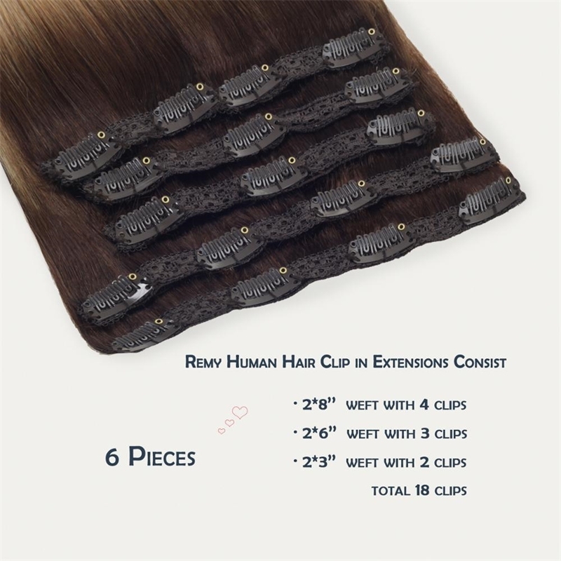 Clip In Human Hair High Grade 100G Balayage Ombre Color Straight Natural Extension With Double Drawn W220401 250520