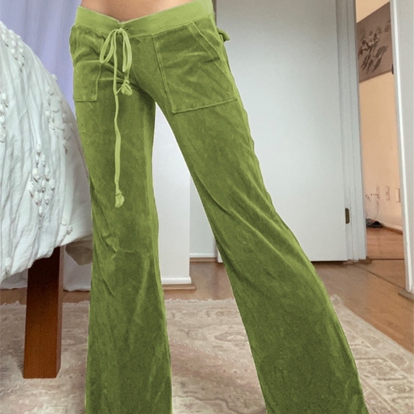 Rockmore Velvet Wide Leg Pant Baggy Sweatpants Joggers Streetwear Harajuku Solid Fairy Grunge Trousers s Autumn 220325