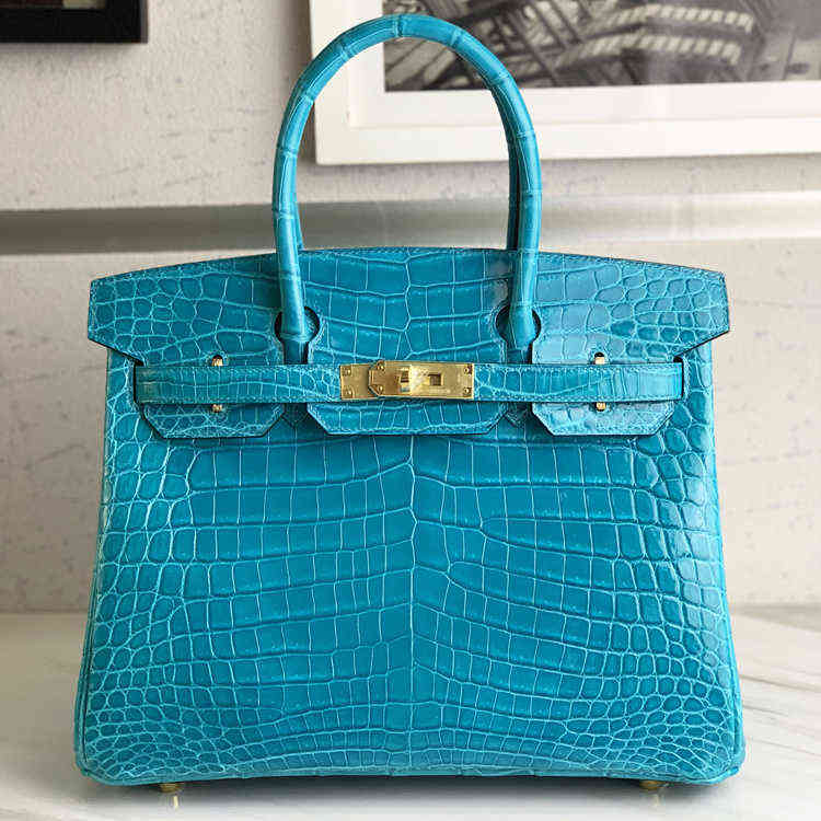 Top quality tote herme birkins High crocodile skin Nile crocodile platinum 30 turquoise blue h hand sewn wax thread handbag women's bag customized, Sky blue
Top quality tote herme birkins High crocodile skin Nile crocodile platinum 30 turquoise blue h hand sewn wax thread handbag women's bag customized, Sky blue