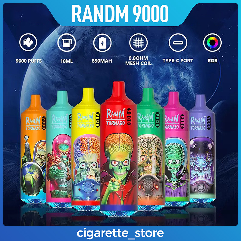 Original RandM Tornado 9000Puffs Disposable E cigarettes Pod Device Kit 850mAh Rechargeable Battery 18ml 5% nic Prefilled RGB light Pods vape pen VS Elf 600 1500 Lux
Original RandM Tornado 9000Puffs Disposable E cigarettes Pod Device Kit 850mAh Rechargeable Battery 18ml 5% nic Prefilled RGB light Pods vape pen VS Elf 600 1500 Lux