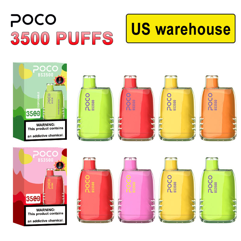 From US Original 3500 puffs Eletronic Cigarette Mesh Coil Poco BS3500 Disposable Vape Pen Rechargeable 10.5ML 12 Color Device Newest Vapor pen
From US Original 3500 puffs Eletronic Cigarette Mesh Coil Poco BS3500 Disposable Vape Pen Rechargeable 10.5ML 12 Color Device Newest Vapor pen