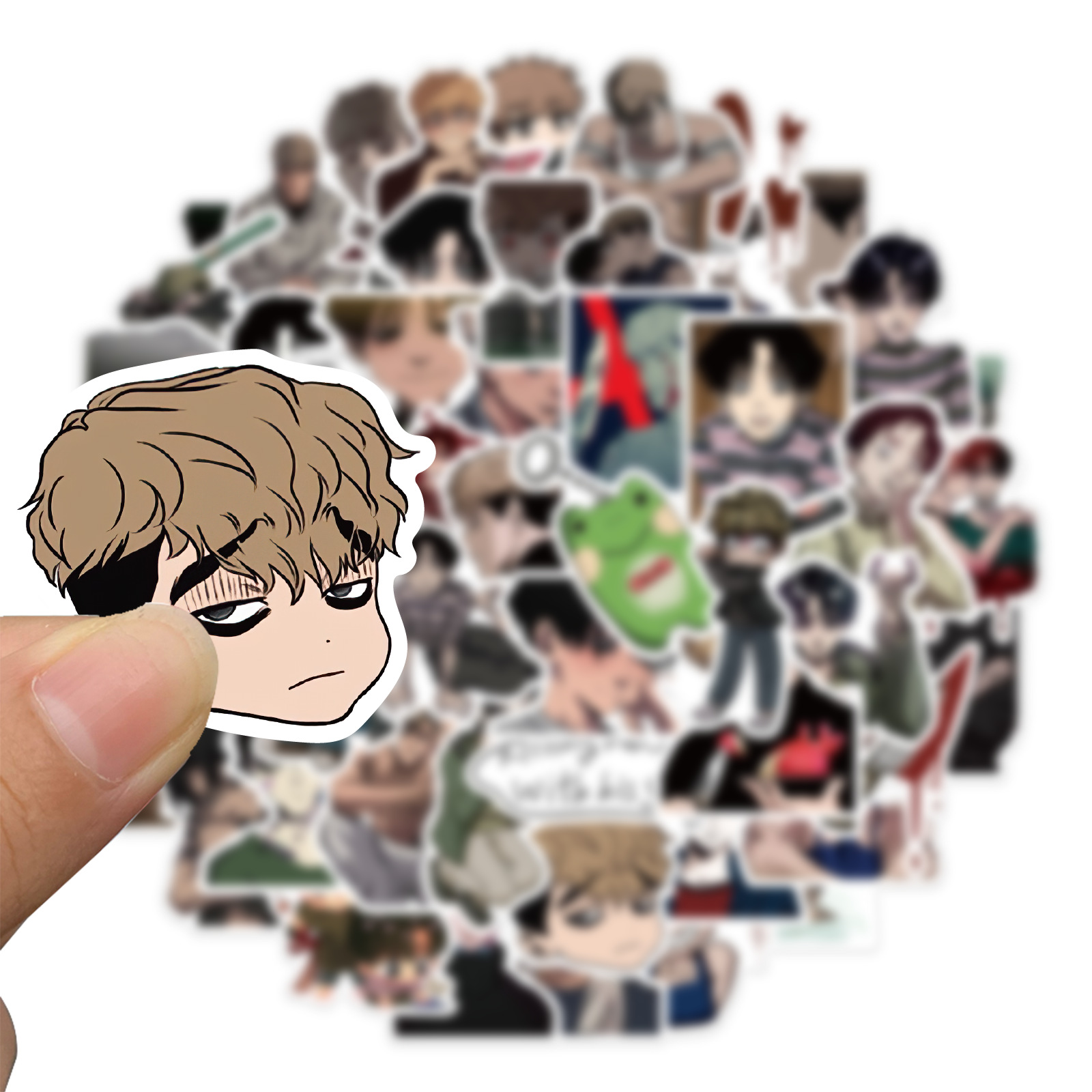 50Pcs Japanese Anime Killing Stalking Stickers Cartoon Boy Love Graffiti Stickers for DIY Luggage Laptop Skateboard Motorcycle Bicycle Sticker