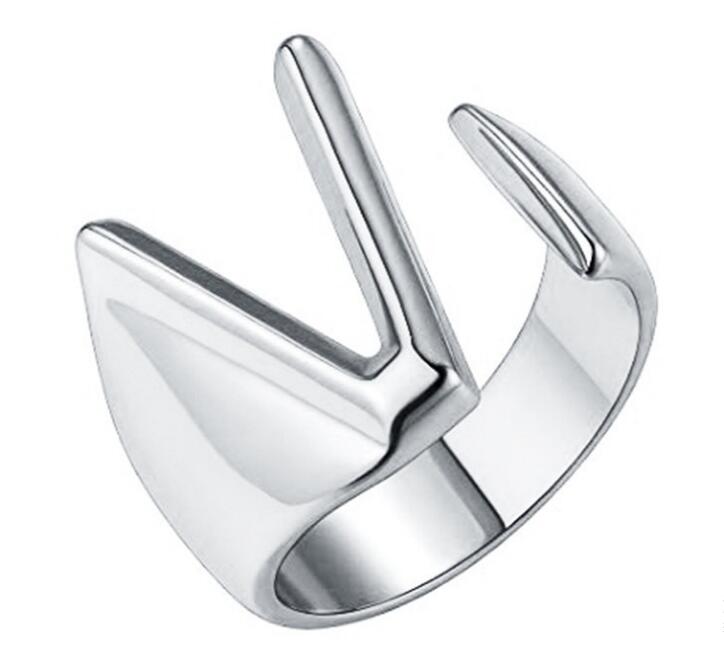 Hollow A-Z Letter Gold Color Metal Adjustable Opening Ring Initials Name Alphabet Female Party Chunky Wide Trendy Jewelry GC887