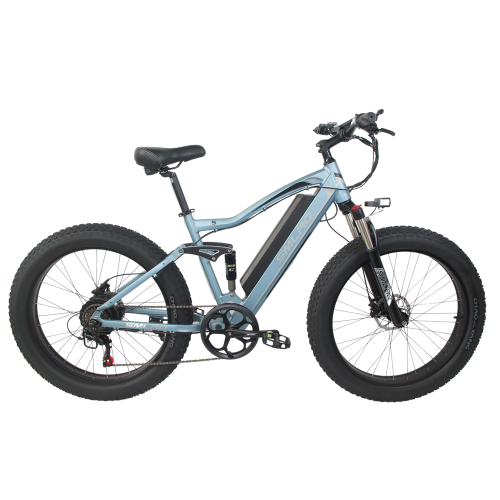 SMLRO V5 26 Inch 4.0 Fat Tire Electric Bike Hidden Battery Full Suspension 48V13AN1000W Electric Bicycle 7 Speeds