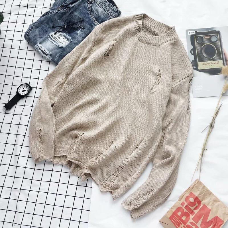 Women's Sweaters Winter Warm Women Round Neck Solid Color Tops Casual Knitter Pullover Harajuku Hip Hop Street Hole Sweater, White;black
Women's Sweaters Winter Warm Women Round Neck Solid Color Tops Casual Knitter Pullover Harajuku Hip Hop Street Hole Sweater, White;black