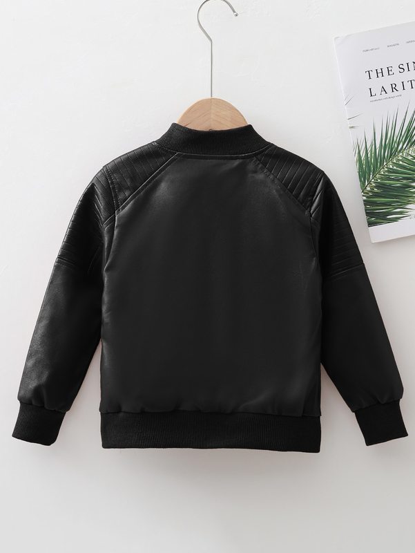Toddler Boys PU Leather Bomber Jacket SHE