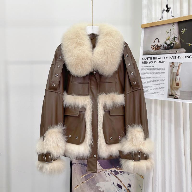 Women's Fur & Faux Real Jacket With Natural Womens Winter Coats 2022 Genuine Leather Sheep Coat Women Streetwear, Brown milk fur
Women's Fur & Faux Real Jacket With Natural Womens Winter Coats 2022 Genuine Leather Sheep Coat Women Streetwear, Brown milk fur