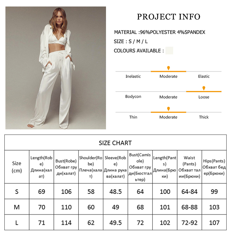 Hiloc Solid Sleepwear Turn Down Collar Women Pajama Nightwear Lace Up Pajamas Set Woman 3 Pieces Satin Nightie 3 Piece 220329