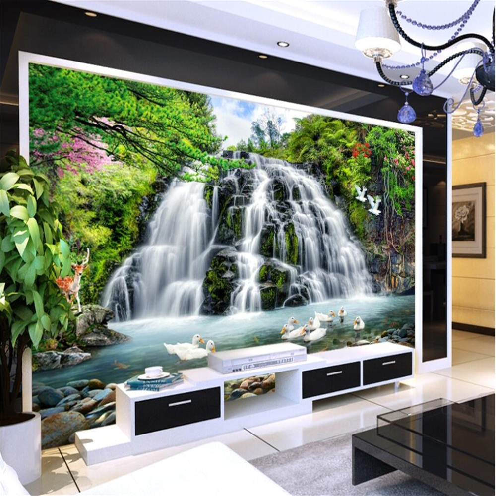 Custom wallpaper 3d photo murals landscape scenery water waterfall mural living room wall paper mural papel de parede
