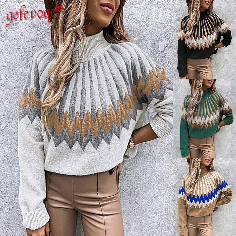 Women's Sweaters Autumn Winter All-match Turtleneck Pullovers Stripe Print Long Sleeve Top Lady Fashion Patchwork Knitting Temperament Cloth, White;black
Women's Sweaters Autumn Winter All-match Turtleneck Pullovers Stripe Print Long Sleeve Top Lady Fashion Patchwork Knitting Temperament Cloth, White;black
