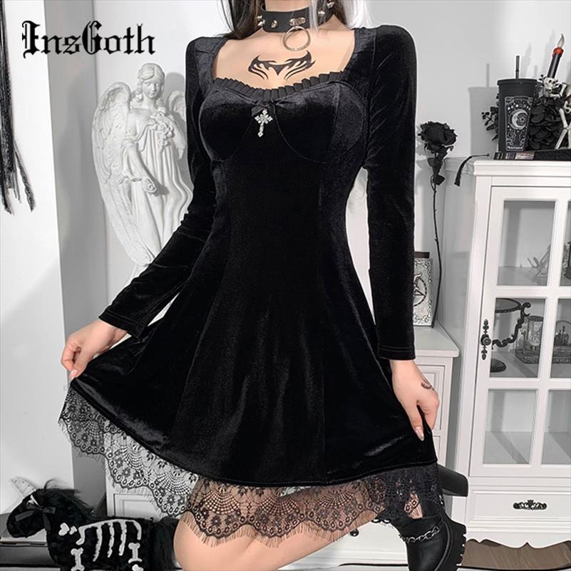 Goth Vintage Black Mini Dress Aesthetic Elegant Cross Pendant High Waist Streetwear Long Sleeve Party Dresses
Goth Vintage Black Mini Dress Aesthetic Elegant Cross Pendant High Waist Streetwear Long Sleeve Party Dresses