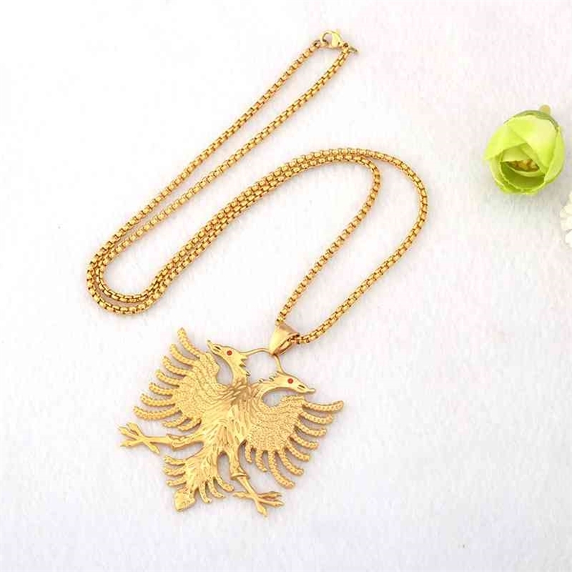 SOITIS Albania Flag Eagle Pendants Russian Emblem Necklace Coat of Arms Double Headed Eagle Stainless Steel Pendants Chain 210331
SOITIS Albania Flag Eagle Pendants Russian Emblem Necklace Coat of Arms Double Headed Eagle Stainless Steel Pendants Chain 210331