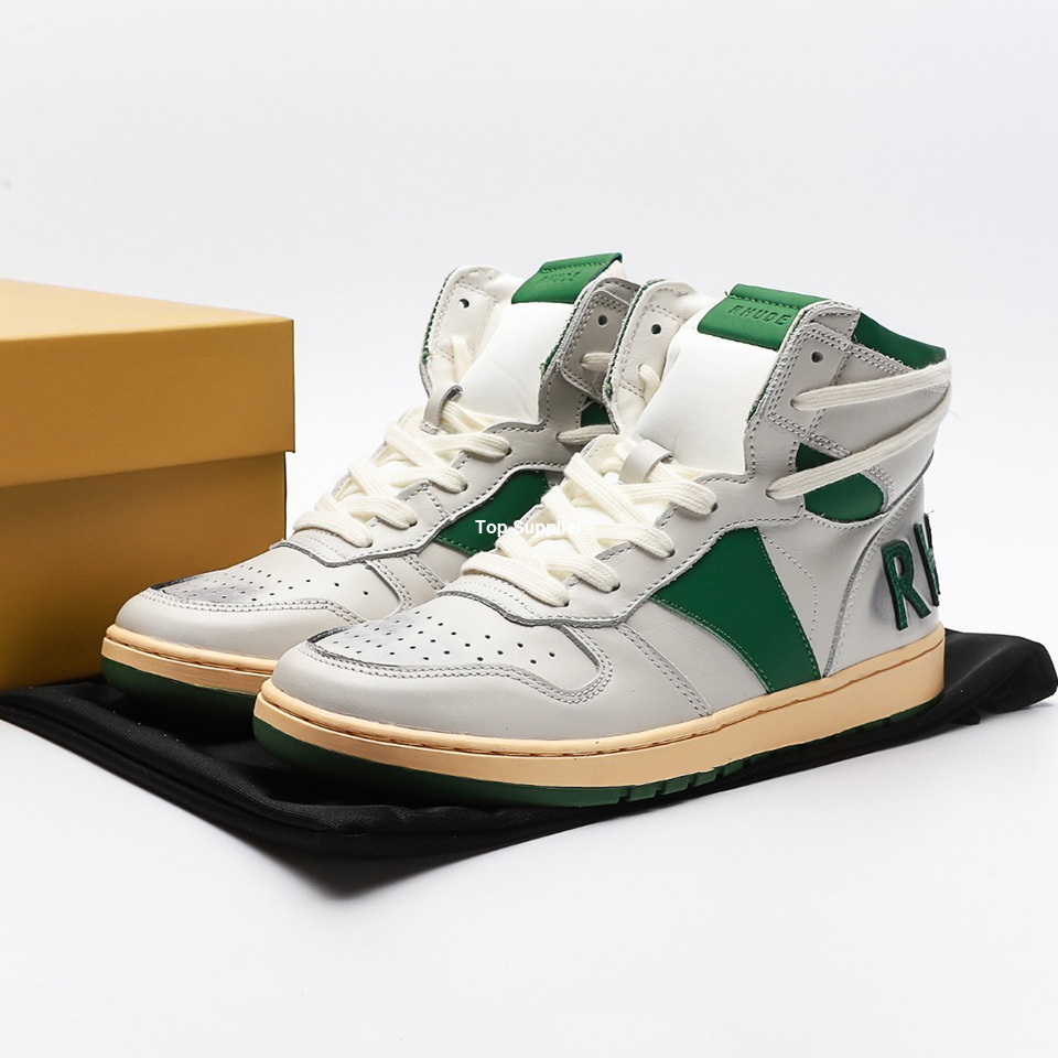 RHUDE Rhecess Distressed Leather High-Top Sneakers for Men Skates Shoes Women Skate Boot Mens Skateboard Boots Womens Sports Shoe in White Green, 05afo15004
RHUDE Rhecess Distressed Leather High-Top Sneakers for Men Skates Shoes Women Skate Boot Mens Skateboard Boots Womens Sports Shoe in White Green, 05afo15004