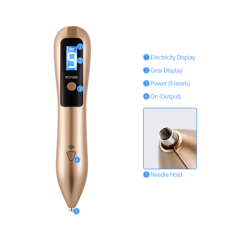 LCD Plasma Pen Laser Tattoo Mole Removal Machine Rechargeable Face Care Skin Tag Removal Freckle Wart Dark Spot Remover 220415