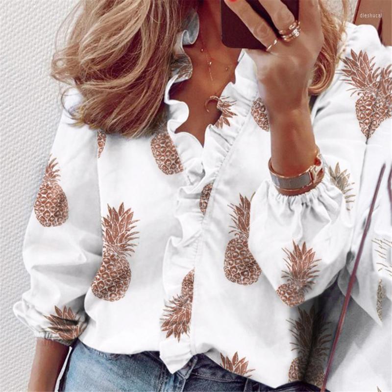 Women's T-Shirt Pineapple Printed Ruffles V Neck T Shirt Women Spring Autumn Shirts Lady Long Sleeve Solid Print Casual T-shirts Female Tops, White
Women's T-Shirt Pineapple Printed Ruffles V Neck T Shirt Women Spring Autumn Shirts Lady Long Sleeve Solid Print Casual T-shirts Female Tops, White