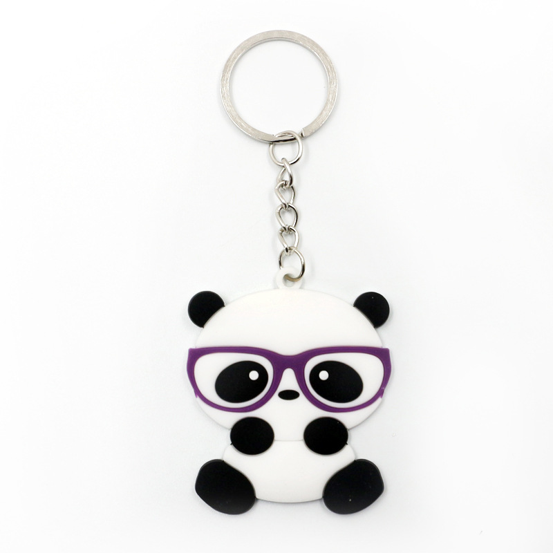 Panda Keychains PVC Silicone Cartoon Keychain Pendant Creative Gift Key Chain Keyring 6 Styles