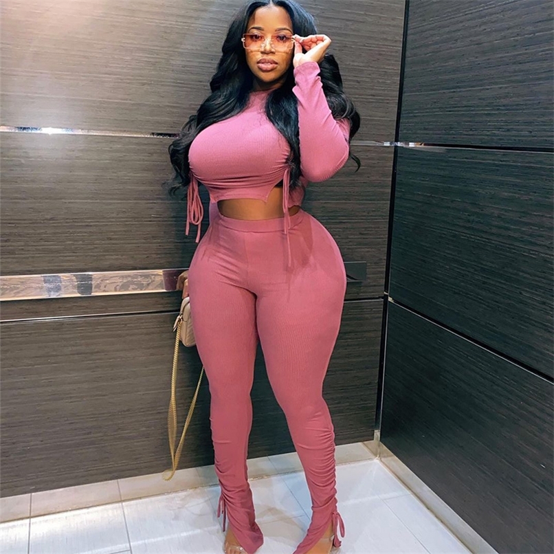 Sexy Plus Size Women Clothing Ribbed Long Sleeve Crop Top and Pants Sets Bodycon Ladies 2 Piece Outfits Wholesale Drop 220813, Pink
Sexy Plus Size Women Clothing Ribbed Long Sleeve Crop Top and Pants Sets Bodycon Ladies 2 Piece Outfits Wholesale Drop 220813, Pink