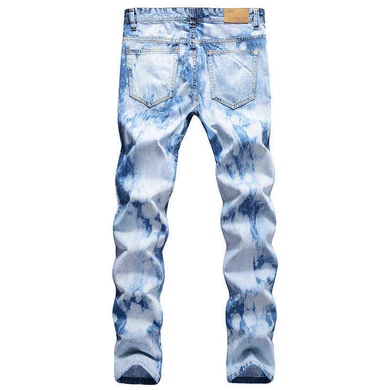 2021 New Fashion Design Causal Denim Pants Plus Size 42 Skinny Men Blue Jeans pantalon homme G220415