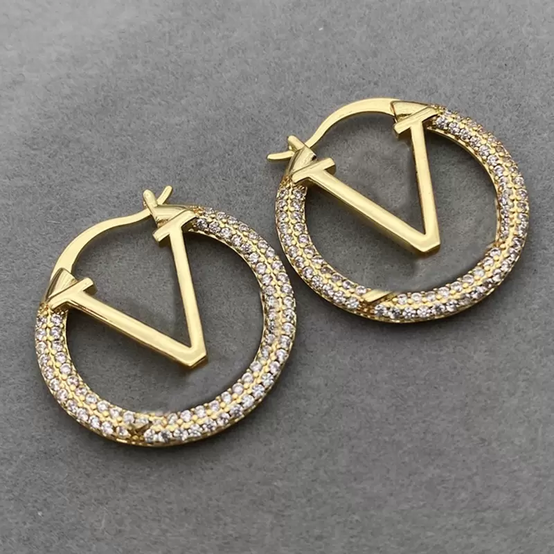 Womens Hoop Earring Designer Diamonds Earrings Women Fashion Designers Hoops Earrings Ornaments Jewelry Accessories Gifts 2205032D