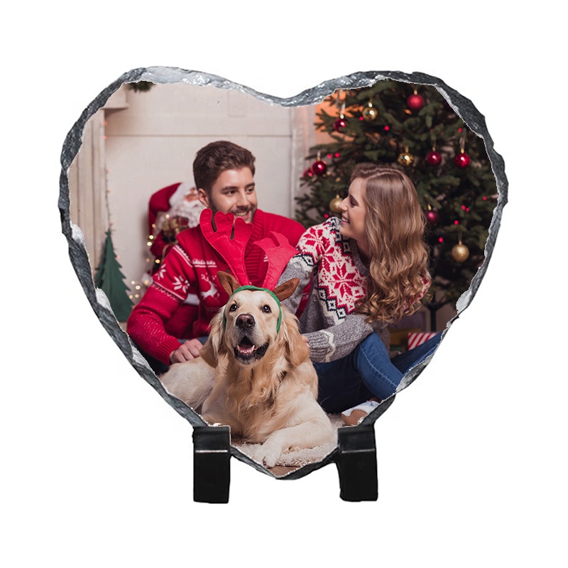 6x6 inch sublimation Blank photo slate rock plaque heart shape Heat Transfer Picture Frame Blanks