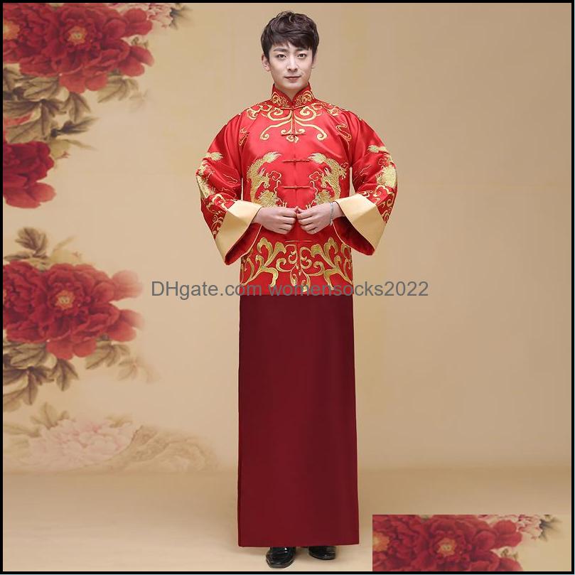 Ethnic Clothing Apparel China Traditional Show Chinese Style Bride Groom Wedding Gown Robe Unique Male Pratensis Dragon Dhapj
Ethnic Clothing Apparel China Traditional Show Chinese Style Bride Groom Wedding Gown Robe Unique Male Pratensis Dragon Dhapj