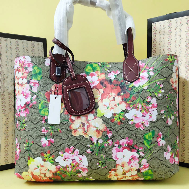 Two Sided Shopping Tote Bag Travel Shoulder Bags Handbags Purse Large Capacity Letter Floral Print Women Cowhide Crossbody Totes Purses Wallet