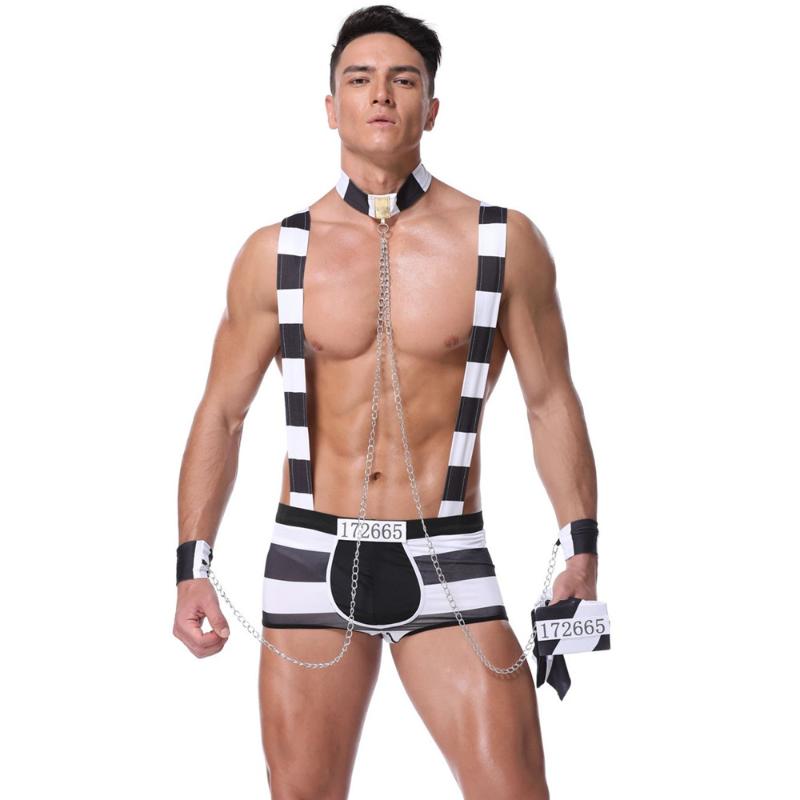 Men's G-Strings Mens Black White Striped Cosplay Prisoner Costume Couple Role Play Erotic Uniforms Lingerie Set Halloween Adult Outfits Clot, Blue
Men's G-Strings Mens Black White Striped Cosplay Prisoner Costume Couple Role Play Erotic Uniforms Lingerie Set Halloween Adult Outfits Clot, Blue