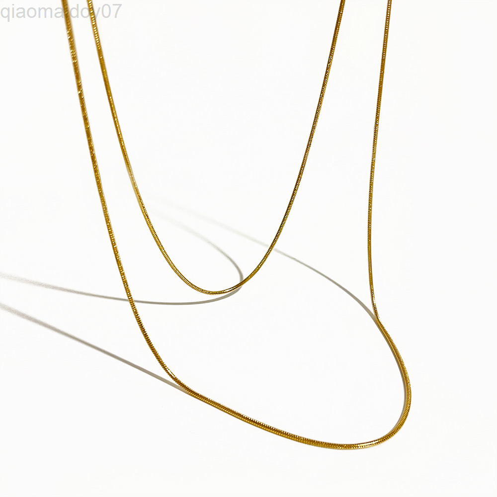 Peri'sbox Gold Double Layered Thin Snake Necklace For Women Minimalist Stainless Steel Fishbone Necklaces Do Not Blur L220812
Peri'sbox Gold Double Layered Thin Snake Necklace For Women Minimalist Stainless Steel Fishbone Necklaces Do Not Blur L220812