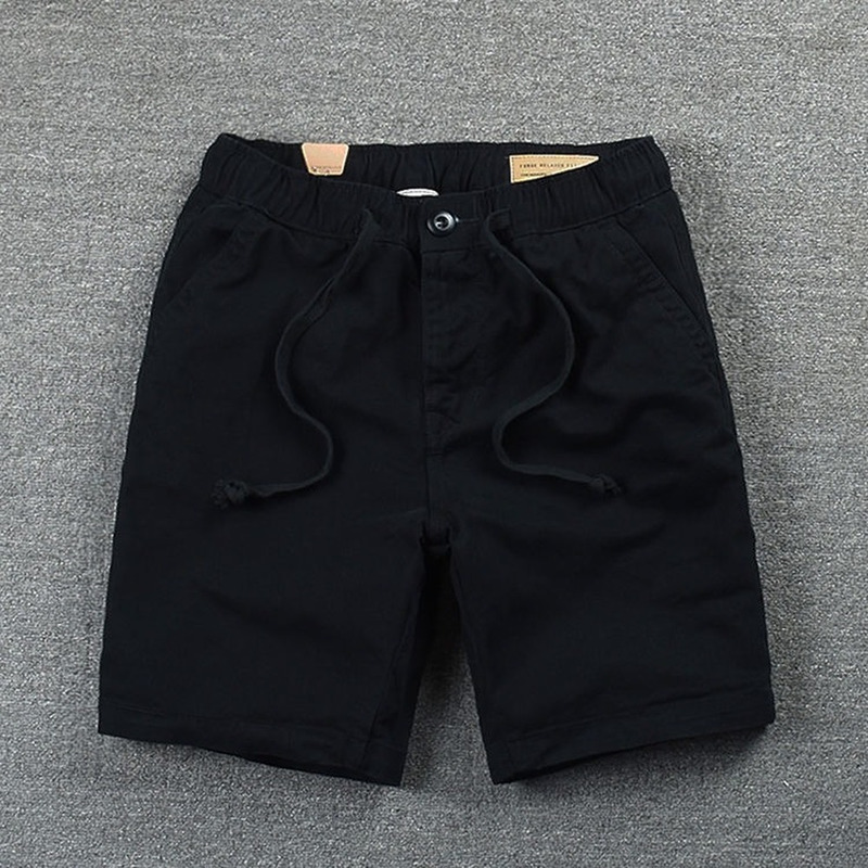 Shorts Mens Casual Cotton Work Trousers Knee Length Elastic Waist Men Chino 220318