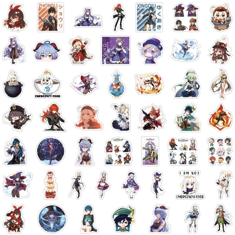50Pcs/Lot Anime Genshin Impact Sticker Cartoon Open World Game Stickers for Laptop Motorcycle Skateboard Travel Case Phone