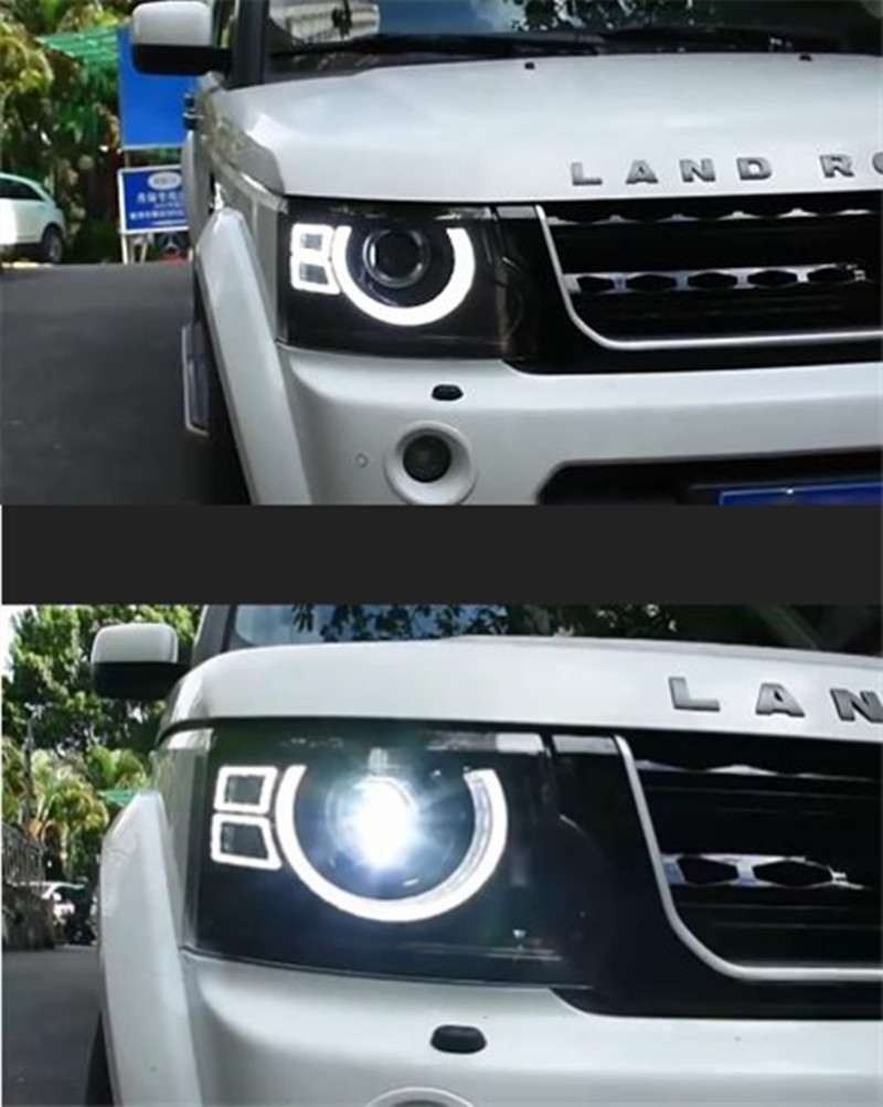 LED Front Headlights For Rover Discovery 4 20 10-20 17 LED DRL Upgrade Daytime Running Light Angel Eyes