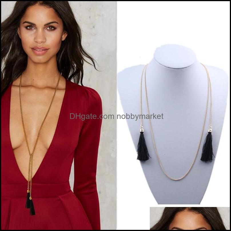 Gold Long Tassel Pendants Metal Chain Jewelry Accessories Women Choker Necklace Collar Party Gift X60 Drop Delivery 2021 Pendant Necklaces