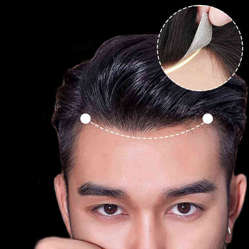Piece For Men 100% Human Front Wig Remy Hair With Thin Skin Basic Natural Haire Toupee L220809