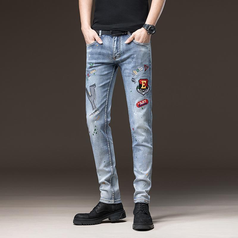Men's Jeans Embroidery Boutique European Men Brand Slim Denim Trousers Stretch Blue Patchwork Hole Pants Autumn And Winter Style ManMen's, Kkcd9937
Men's Jeans Embroidery Boutique European Men Brand Slim Denim Trousers Stretch Blue Patchwork Hole Pants Autumn And Winter Style ManMen's, Kkcd9937