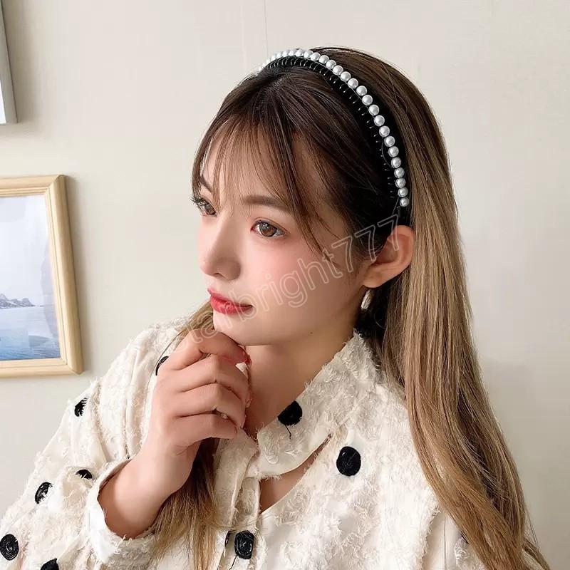 Women Hairband Hair Hoop Pearl Hair Accessories Tooth Nonslip Headbands Girl Fashion Wash Face Haires Bands