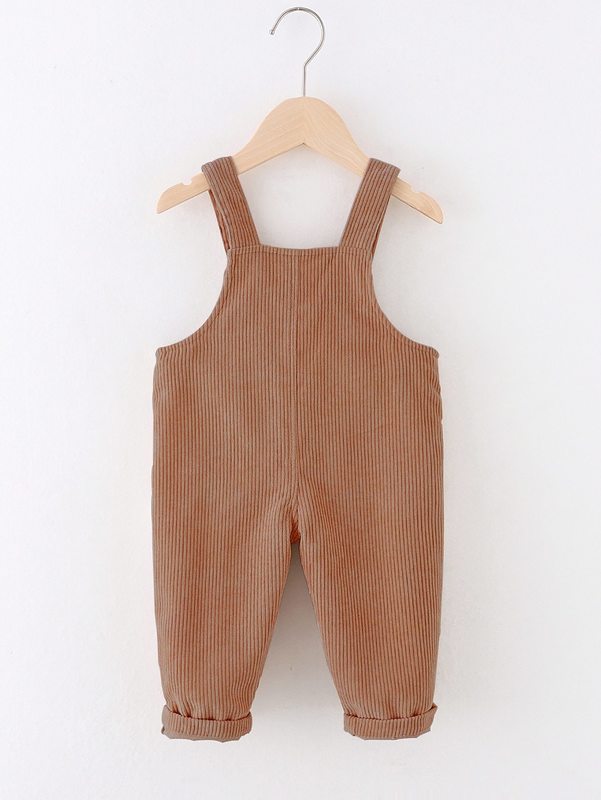 Baby boy corduroy Cartoon Bear strap Jumpsuit SHE