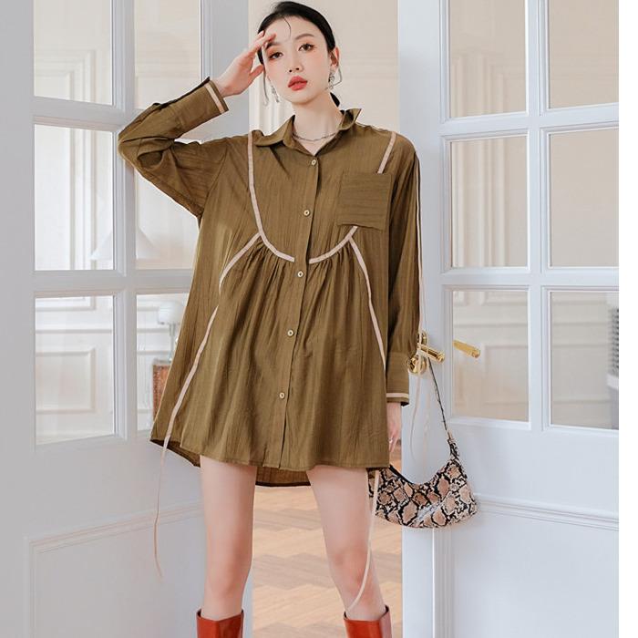 Women' Blouses & Shirts Early Spring 2022 Korean Version Of The Retro Brown Green Ribbon Long Sleeve Loose Shirt Women
Women' Blouses & Shirts Early Spring 2022 Korean Version Of The Retro Brown Green Ribbon Long Sleeve Loose Shirt Women