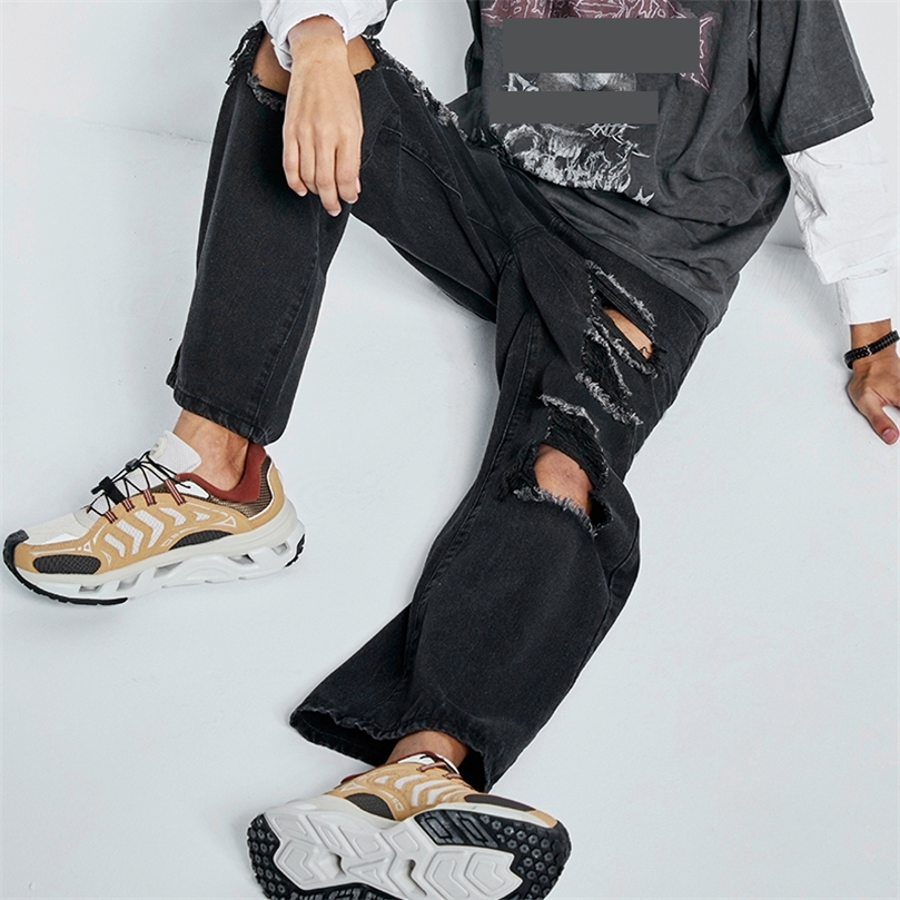 Weekeep Vintage Ripped Hole Jeans Women Baggy Cut Out High Waist Denim Pants Summer Korean Y2k Streetwear Fashion Straight Jeans 220815