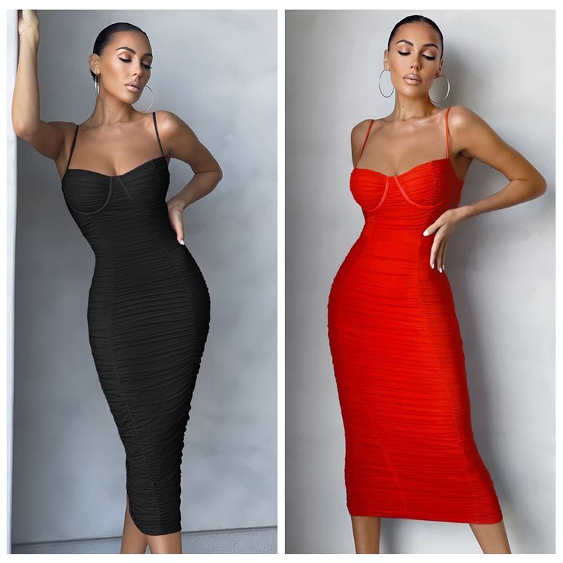 Mesh Draped Bandage Dress Arrival Midi Bandage Dress Bodycon Women Summer Green Sexy Party Dress Evening Club Outfits 220507