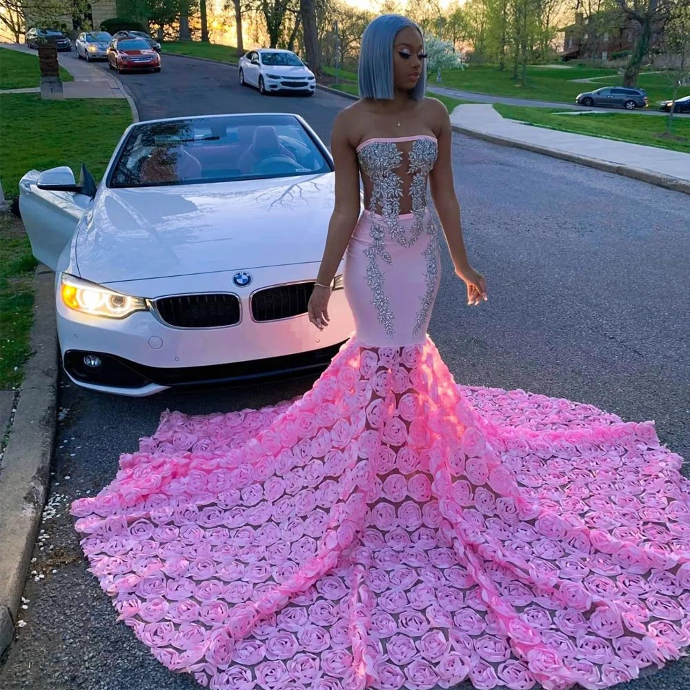Fashion Pink Mermaid Beaded Prom Dresses Appliqued Strapless Neck Evening Gowns Ruffled Sweep Train Satin Custom Made Formal Dress, Hunter
Fashion Pink Mermaid Beaded Prom Dresses Appliqued Strapless Neck Evening Gowns Ruffled Sweep Train Satin Custom Made Formal Dress, Hunter